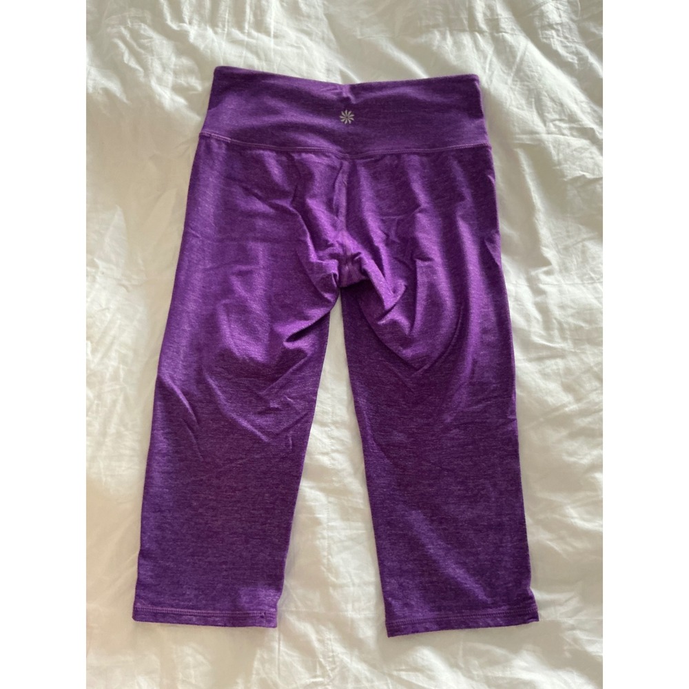 Athleta Womens Purple Heathered Cropped Leggings High Rise Yoga Capri Pants Sz S